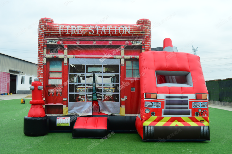 YKC083 Fire Truck Inflatable Combo