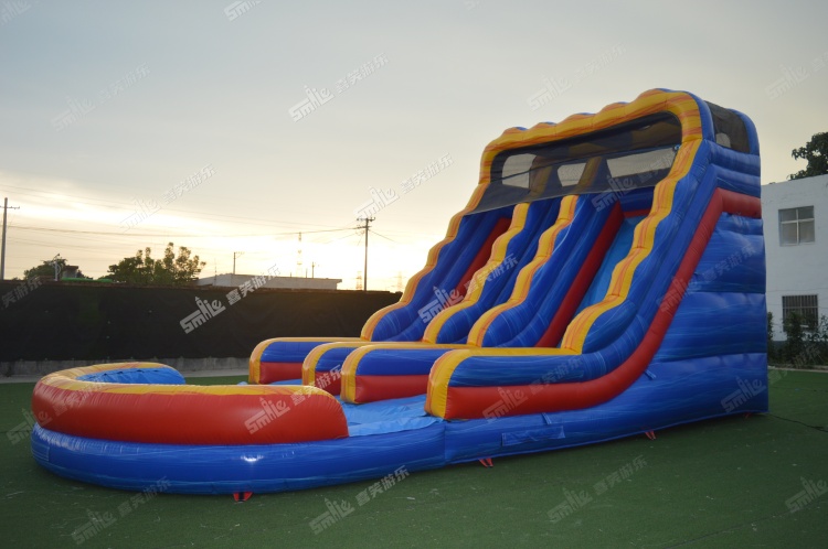 YKW002 Blue Wave Inflatable Waterslide